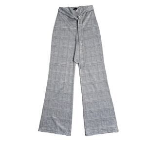 TOP 10 Black Brown White Plaid Print Tie Waist Wide Leg Pants Women’s Size Small